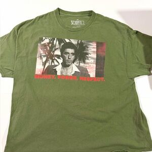 Scarface Olive Green Graphic Short Sleeve Tee - Money. Power. Respect.